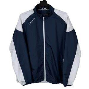 Sunice Golf Jacket Mens XL Blue White Rain Coat Weather Performance X20CT Logo